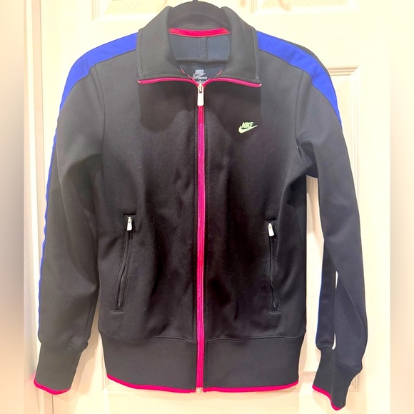 Nike Black Jacket with Blue and Pink Trim - Picture 1 of 5